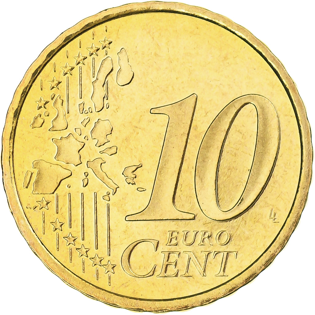 France, 10 Euro Cent, 2002, Paris, Série BE, MS(65-70), Nordic gold, KM:1285
