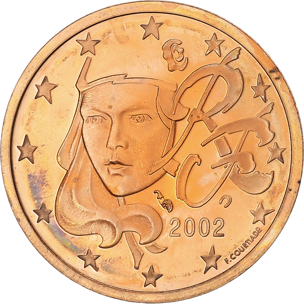 France, 2 Euro Cent, 2002, Paris, Série BE, MS(65-70), Coppered Steel, KM:1283