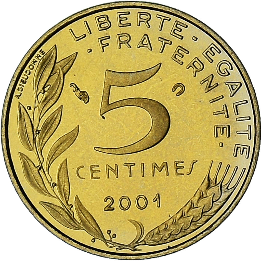 Frankrijk, Marianne, 5 Centimes, 2001, Paris, Série BE, FDC, Aluminum-Bronze