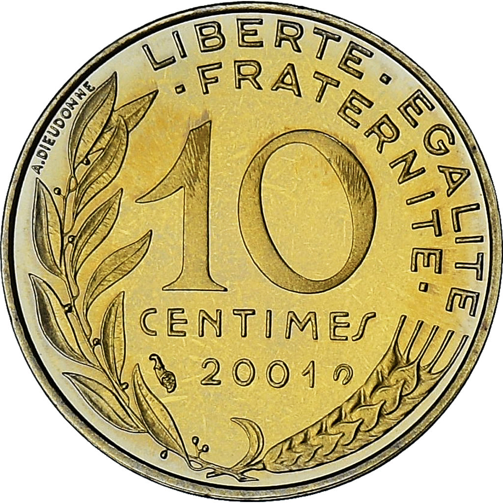 France, Marianne, 10 Centimes, 2001, Paris, Série BE, MS(65-70)