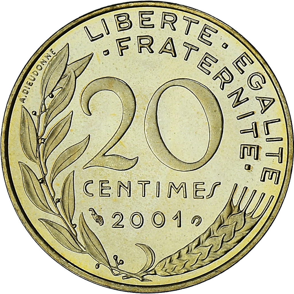 Frankreich, Marianne, 20 Centimes, 2001, Paris, Série BE, STGL