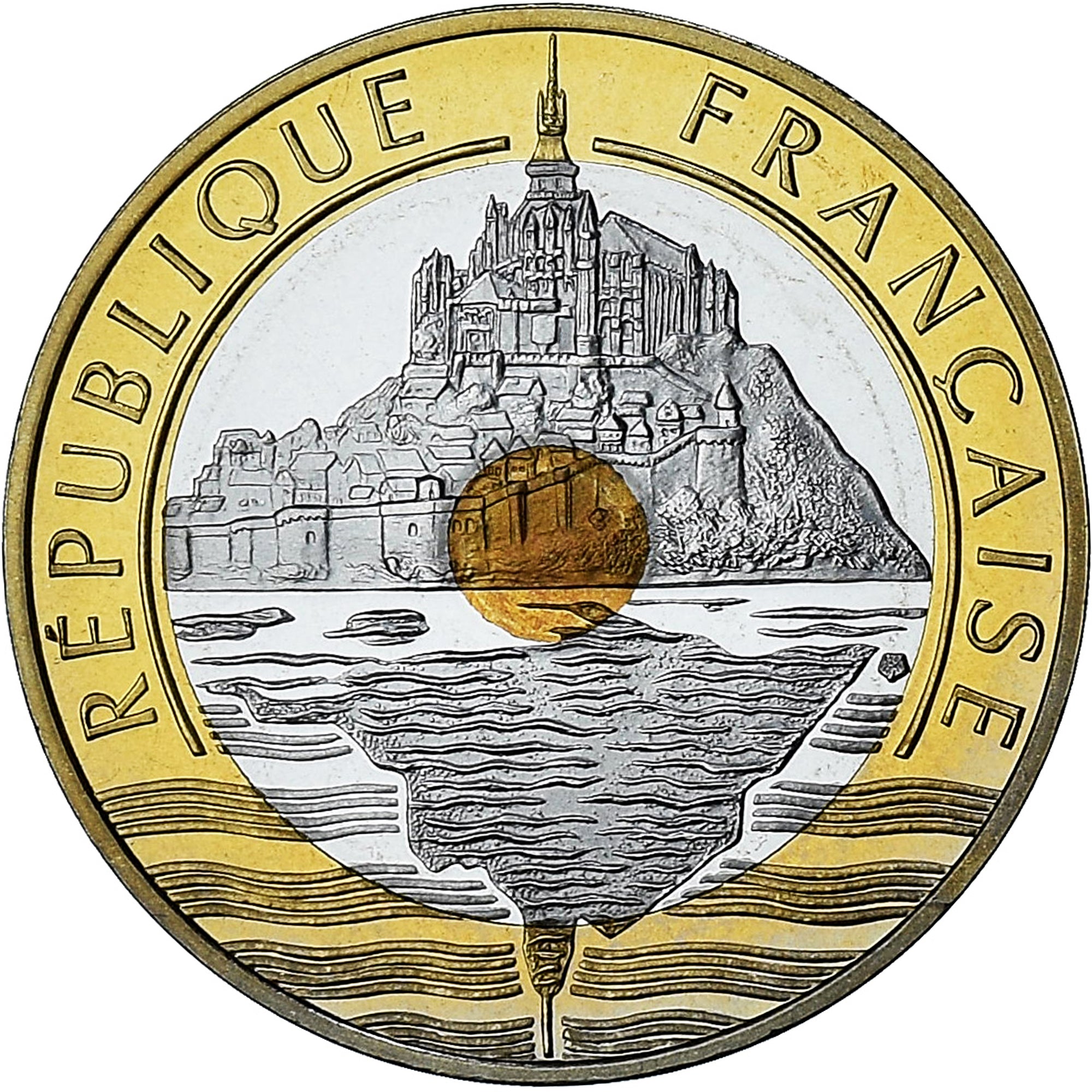 Francia, Mont Saint Michel, 20 Francs, 2001, Paris, Série BE, FDC, Bimetálico