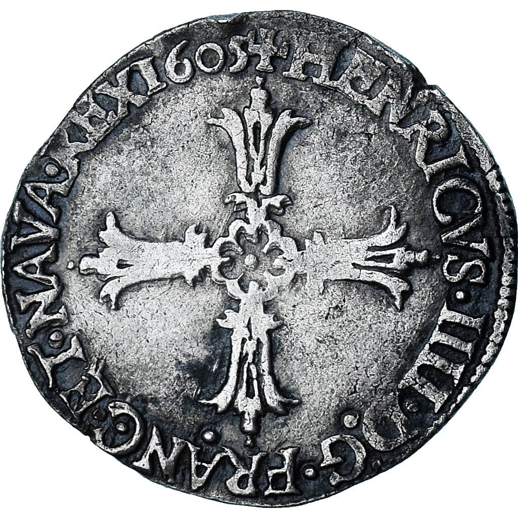 France, Henri IV, 1/4 Ecu, 1605, Nantes, 3rd type, VF(30-35), Silver