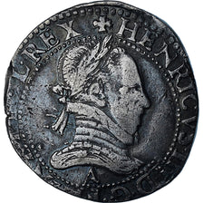 Frankrijk, Henri III, Franc au Col Plat, 1575, Paris, ZF, Zilver, Gadoury:496