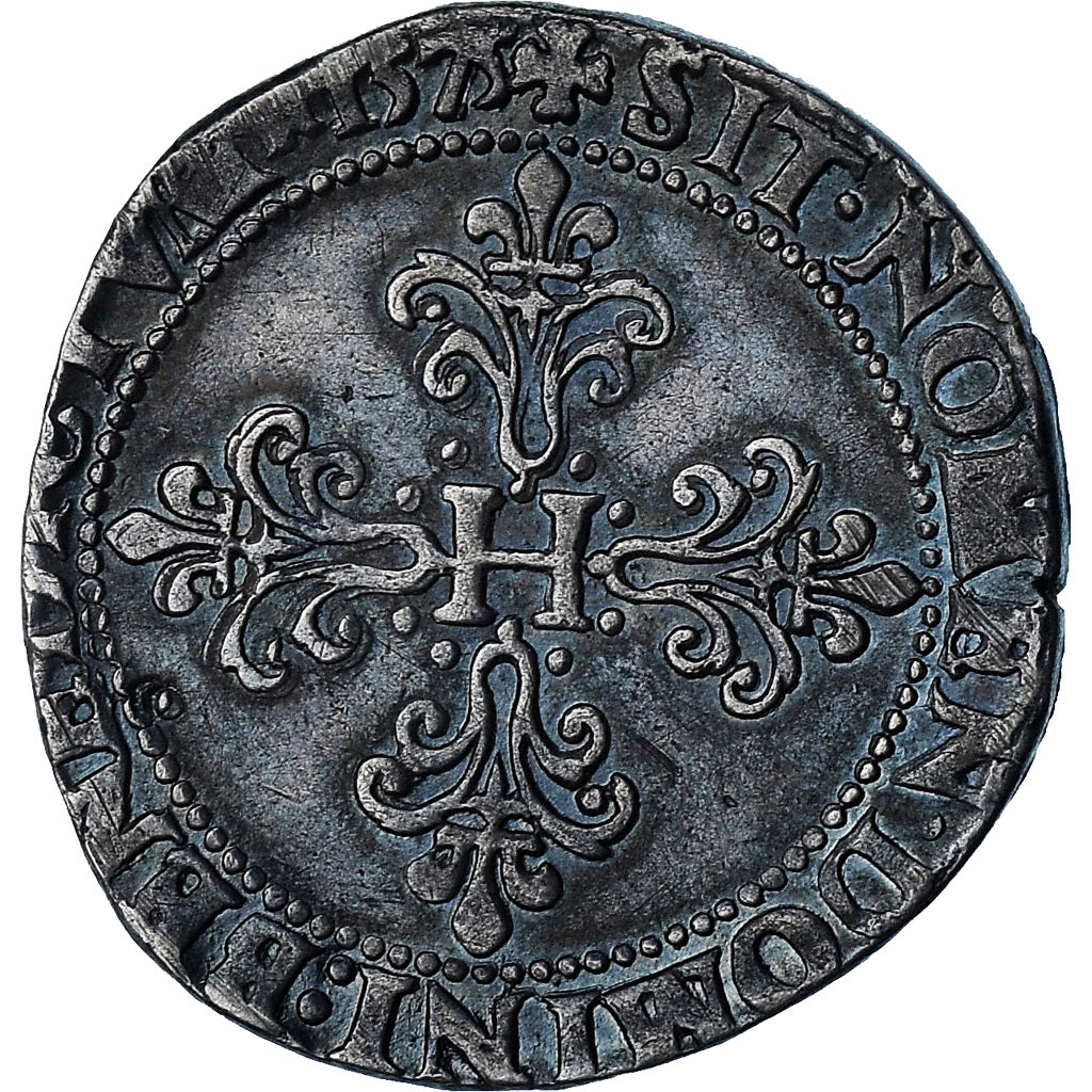 Frankrijk, Henri III, Franc au Col Plat, 1575, Paris, ZF, Zilver, Gadoury:496