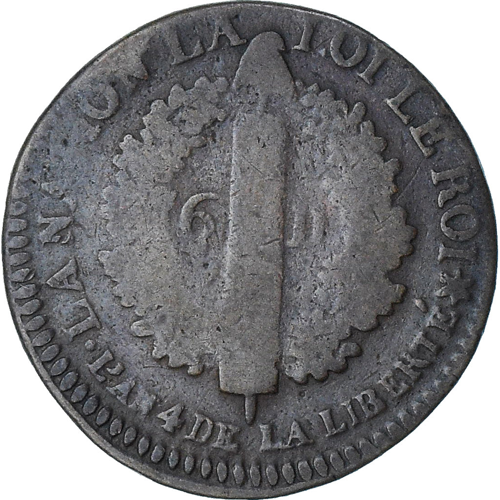 Francja, Louis XVI, 6 deniers français, 1792 / AN 4, Strasbourg, F(12-15)