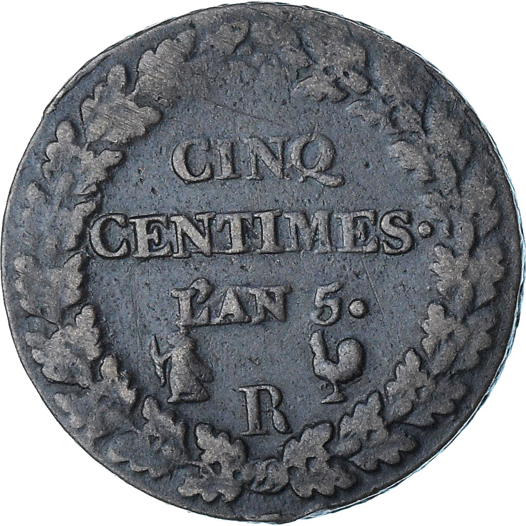 France, Dupré, 5 Centimes, AN 5, Orléans, VF(30-35), Copper, Gadoury:126