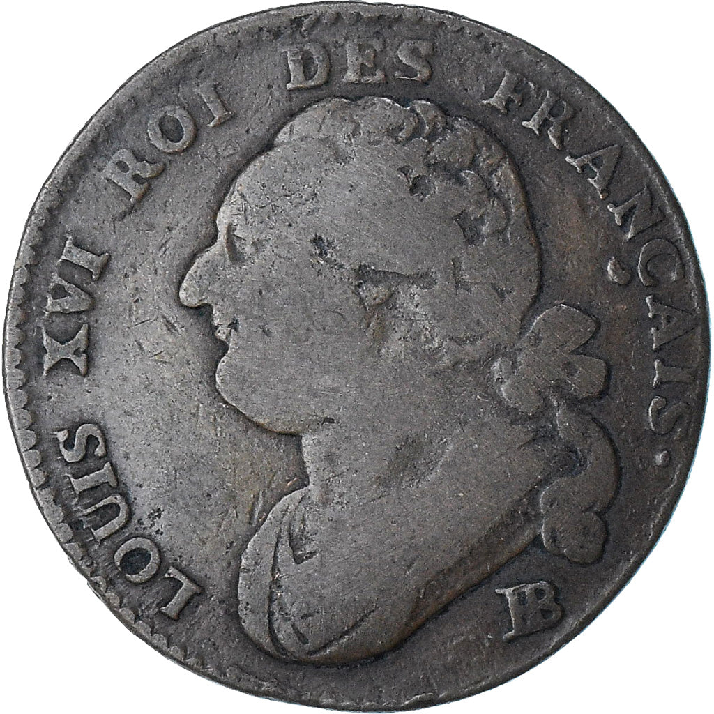 Frankreich, Louis XVI, 12 deniers français, 1792 / AN 4, Strasbourg, SGE+