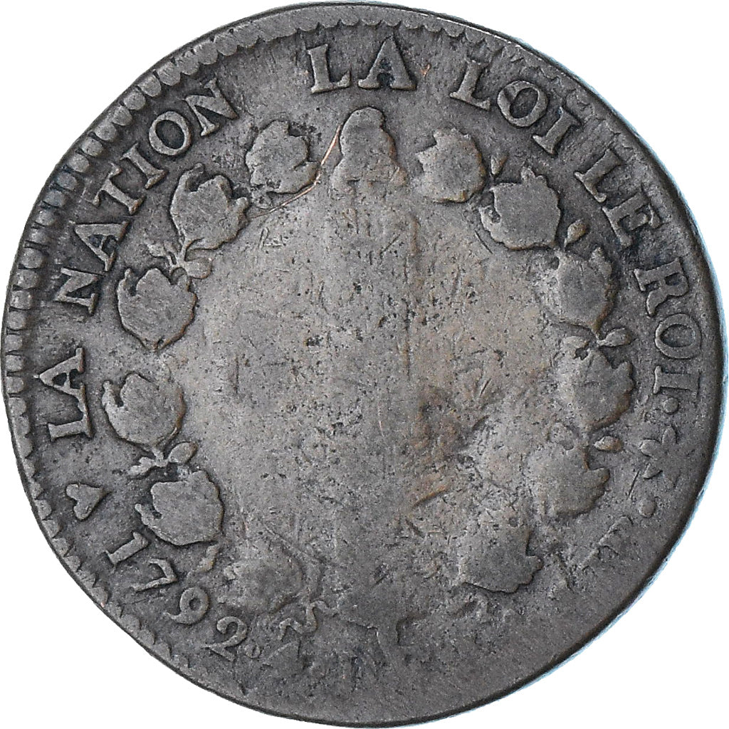 Frankreich, Louis XVI, 12 deniers français, 1792 / AN 4, Strasbourg, SGE+