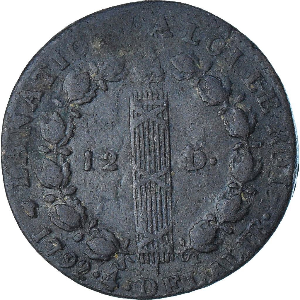 France, Louis XVI, 12 deniers françois, 1792/1 - An 4/3, Lyon, 2e sem, TTB