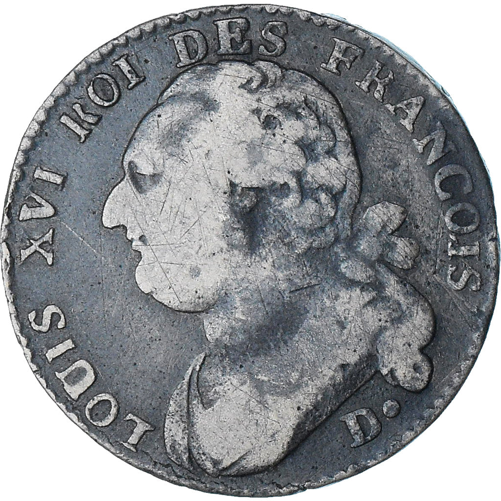 França, Louis XVI, 12 deniers françois, 1792 / AN 4, Dijon, VF(20-25), Cobre