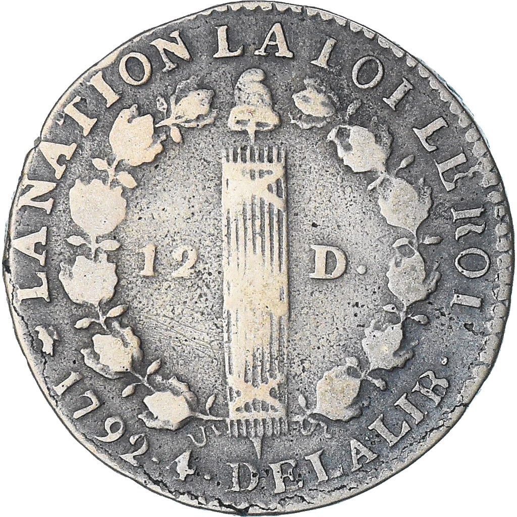 Frankrijk, Louis XVI, 12 deniers françois, 1792 / AN 4, Dijon, FR, Koper