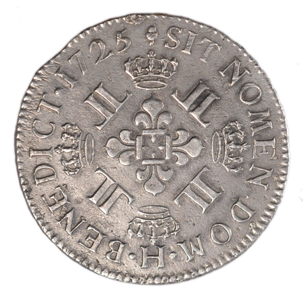 FRANCE, Écu aux 8 L, ECU, 1725, La Rochelle, KM #472.9, EF(40-45), Silver, ...