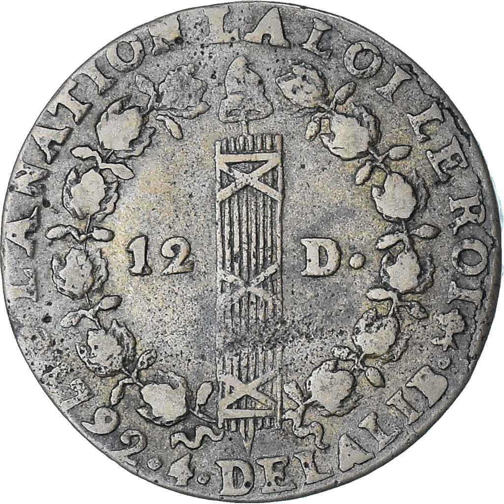 Frankrijk, Louis XVI, 12 deniers françois, 1792 / AN 4, Nantes ou Saumur, FR+