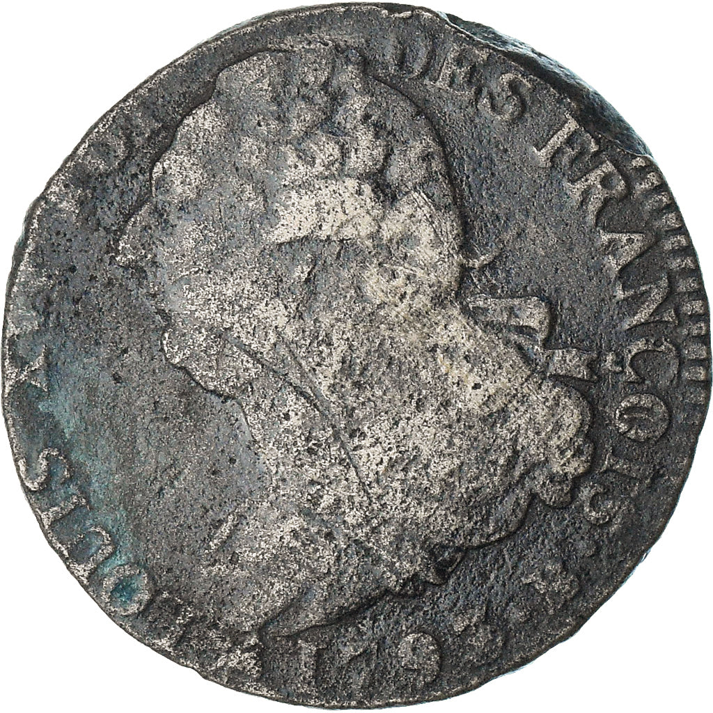 França, Louis XVI, 2 sols François, 1793 / AN 5, Rouen, F(12-15), Métal de