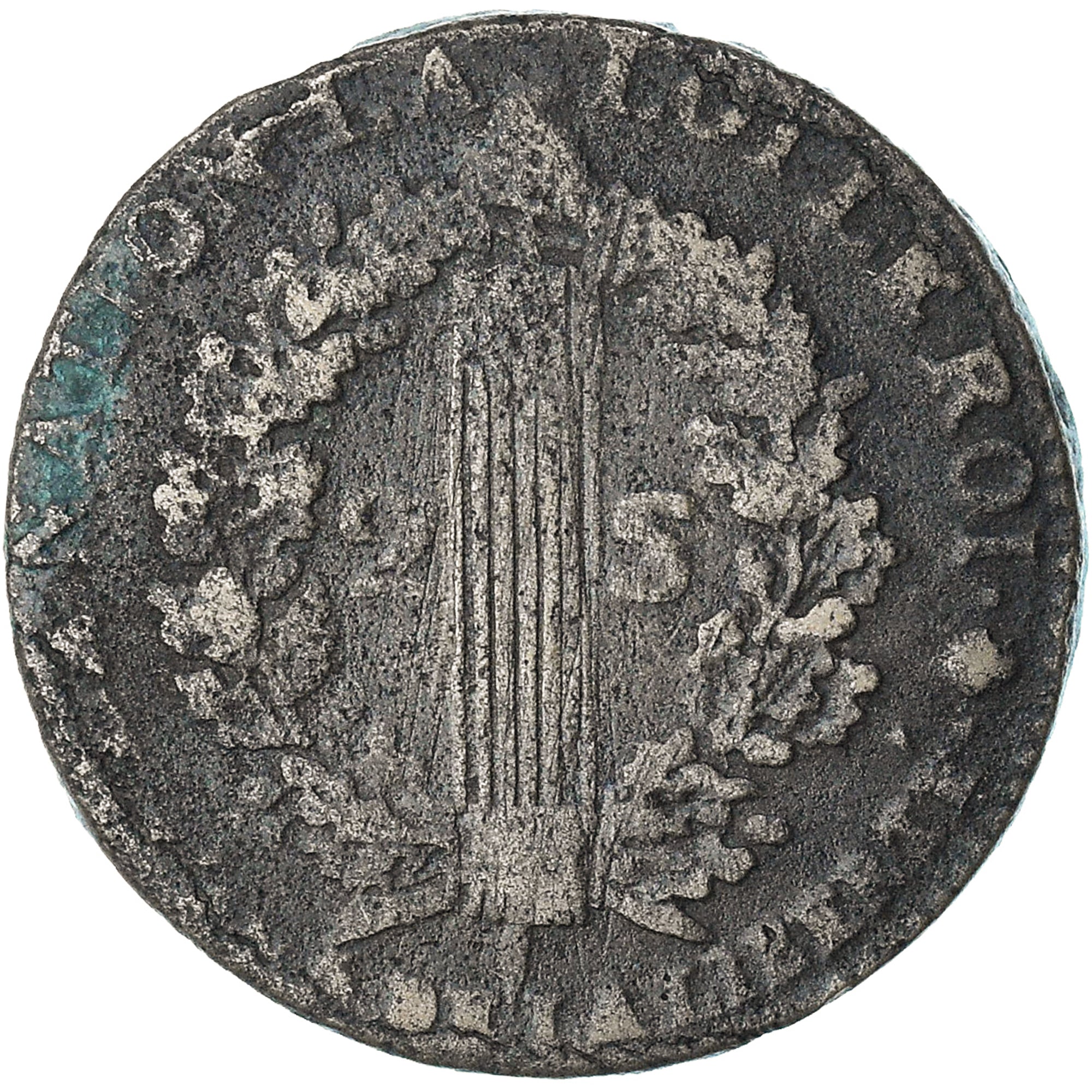 França, Louis XVI, 2 sols François, 1793 / AN 5, Rouen, F(12-15), Métal de