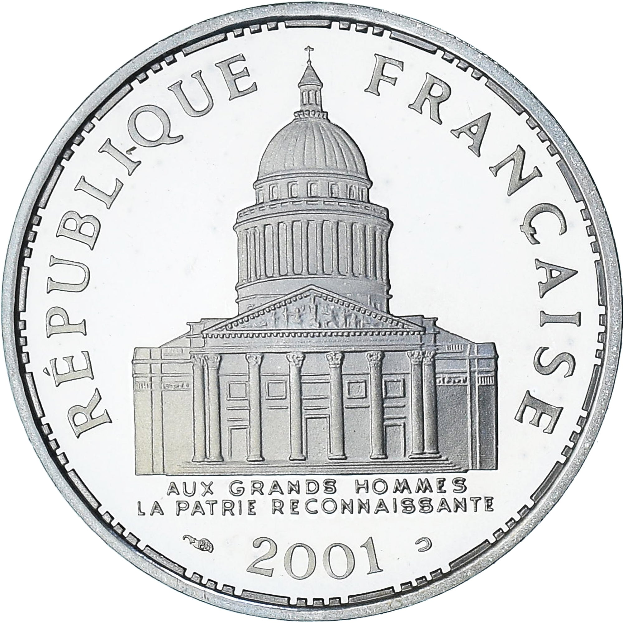 Francja, Panthéon, 100 Francs, 2001, Paris, Série BE, MS(65-70), Srebro