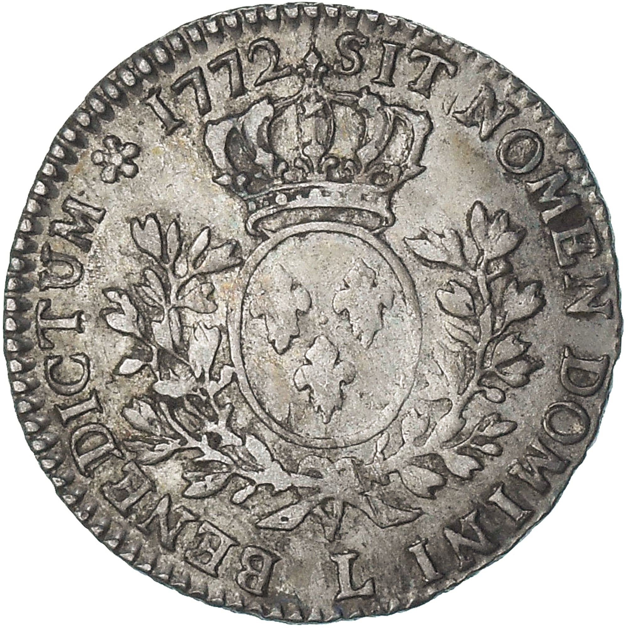 Frankrijk, Louis XV, 1/5 Écu à la vieille tête, 1772, Bayonne, FR+, Zilver