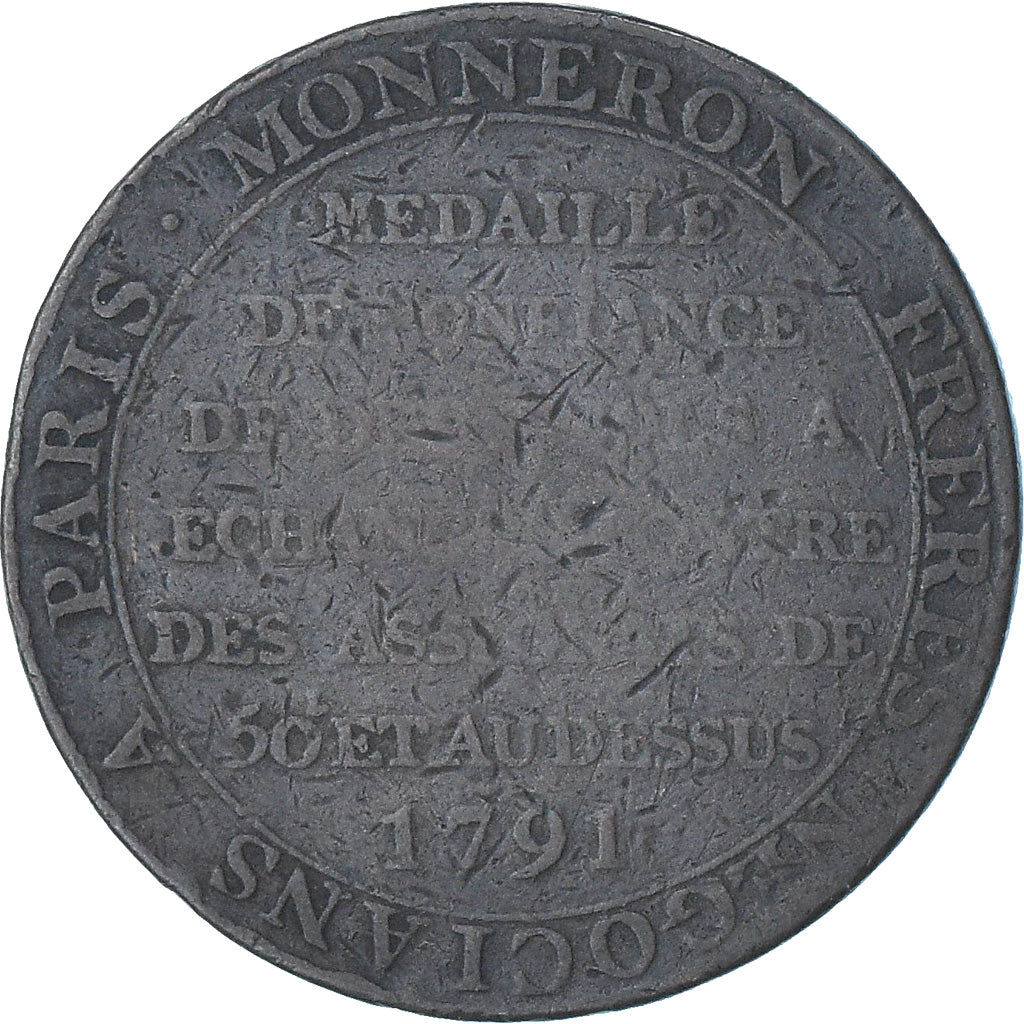 Frankrijk, Monneron de 2 Sols, 1791 / AN 3, Birmingham, FR, Koper