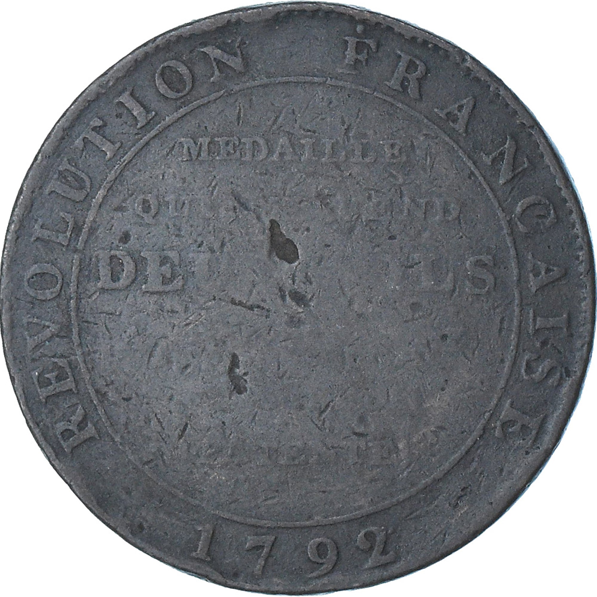 France, Monneron de 2 Sols, 1792 / AN 4, Birmingham, B+, Cuivre