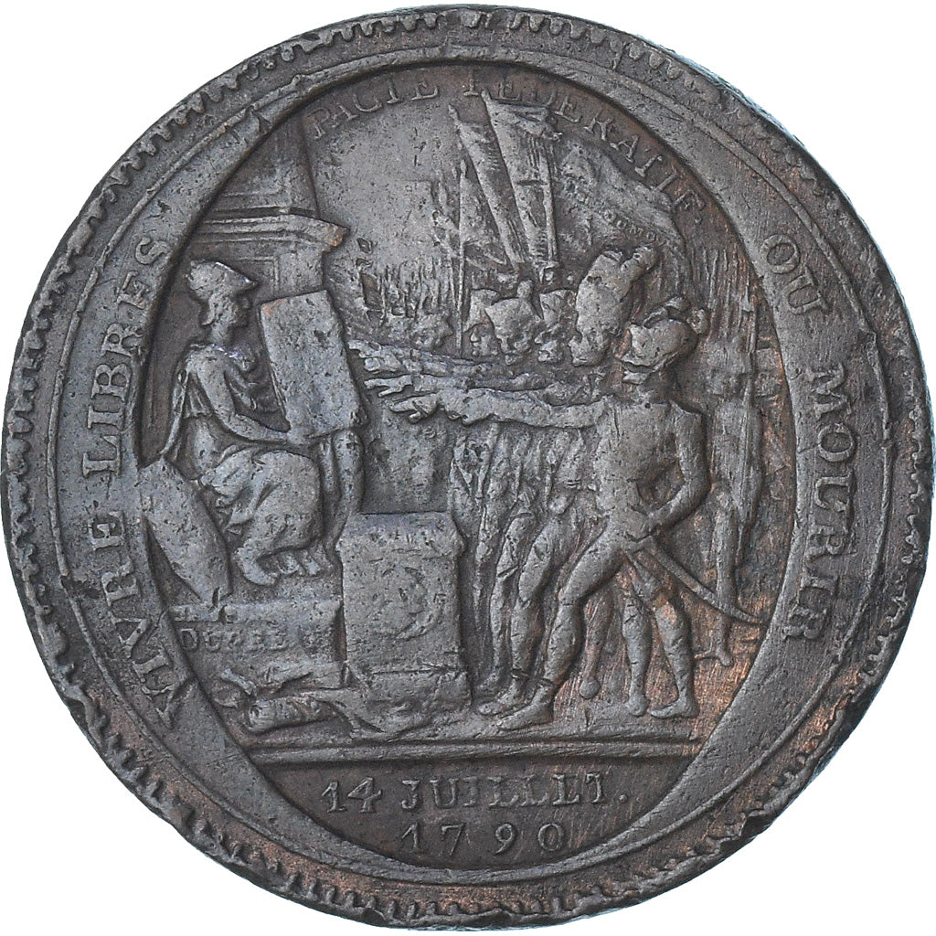 França, Monneron de 5 Sols, 1792 / AN 4, Birmingham, 3rd type, EF(40-45), Cobre