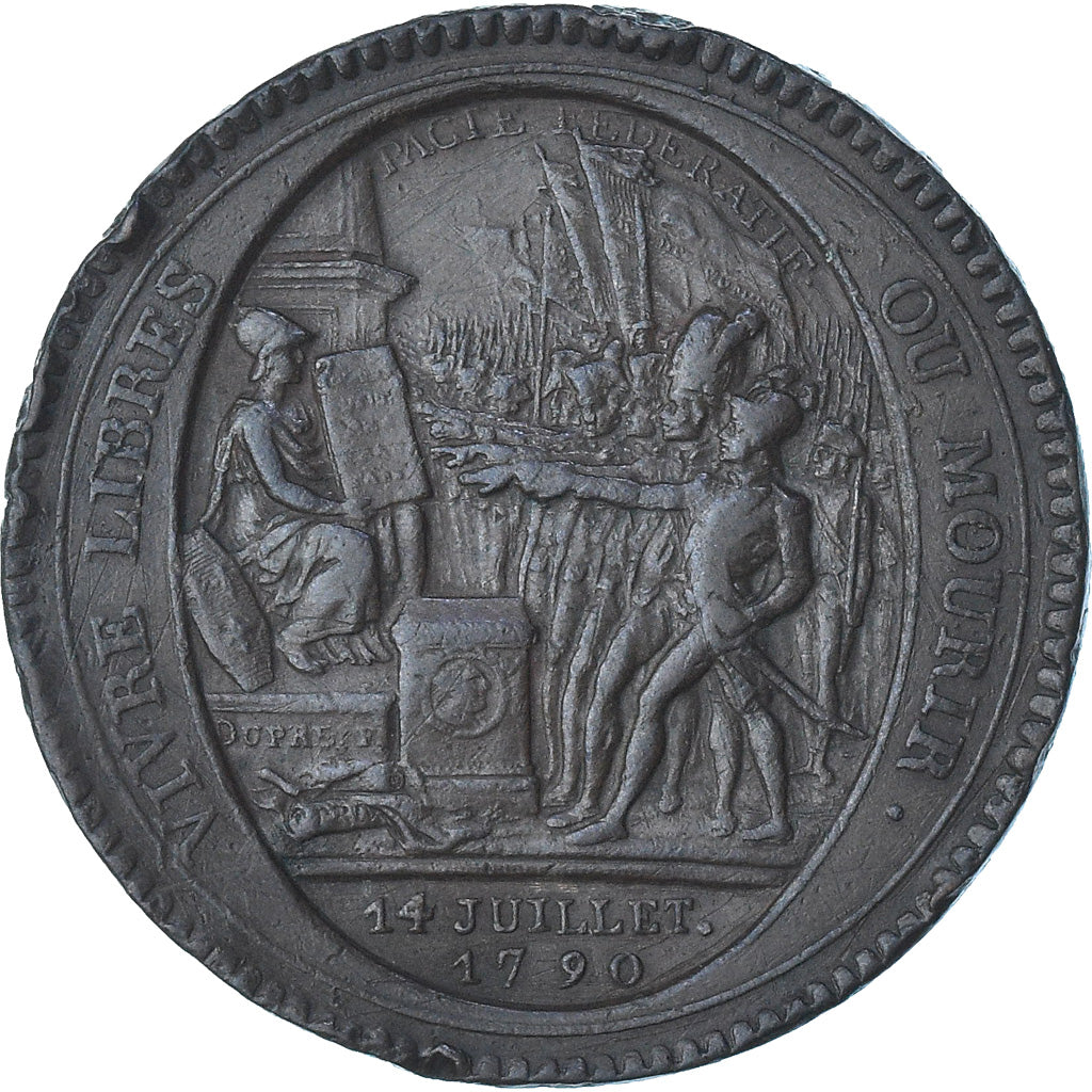 France, Monneron de 5 Sols, 1792 / AN 4, Birmingham, EF(40-45), Copper