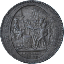 France, Monneron de 5 Sols, 1792 / AN 4, Birmingham, EF(40-45), Copper