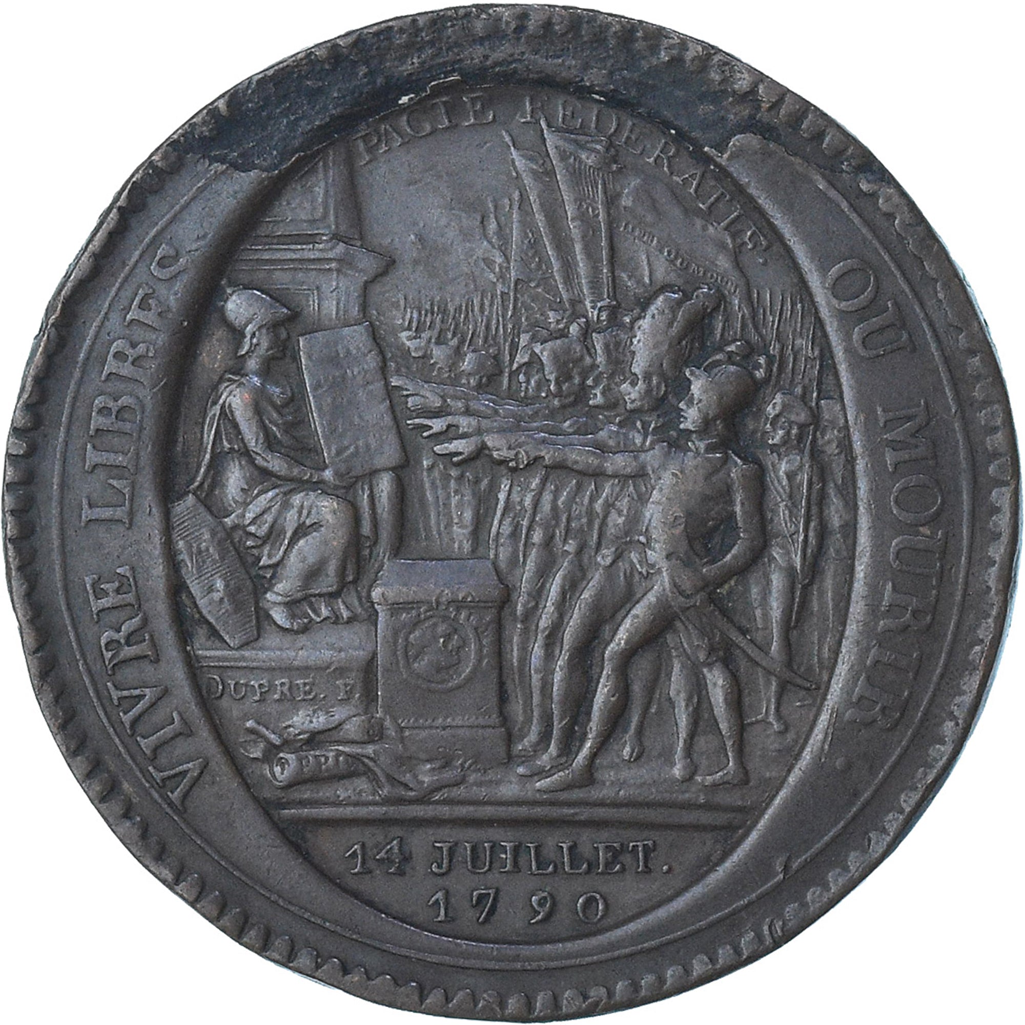 França, Monneron de 5 Sols, 1792 / AN 4, Birmingham, AU(50-53), Cobre