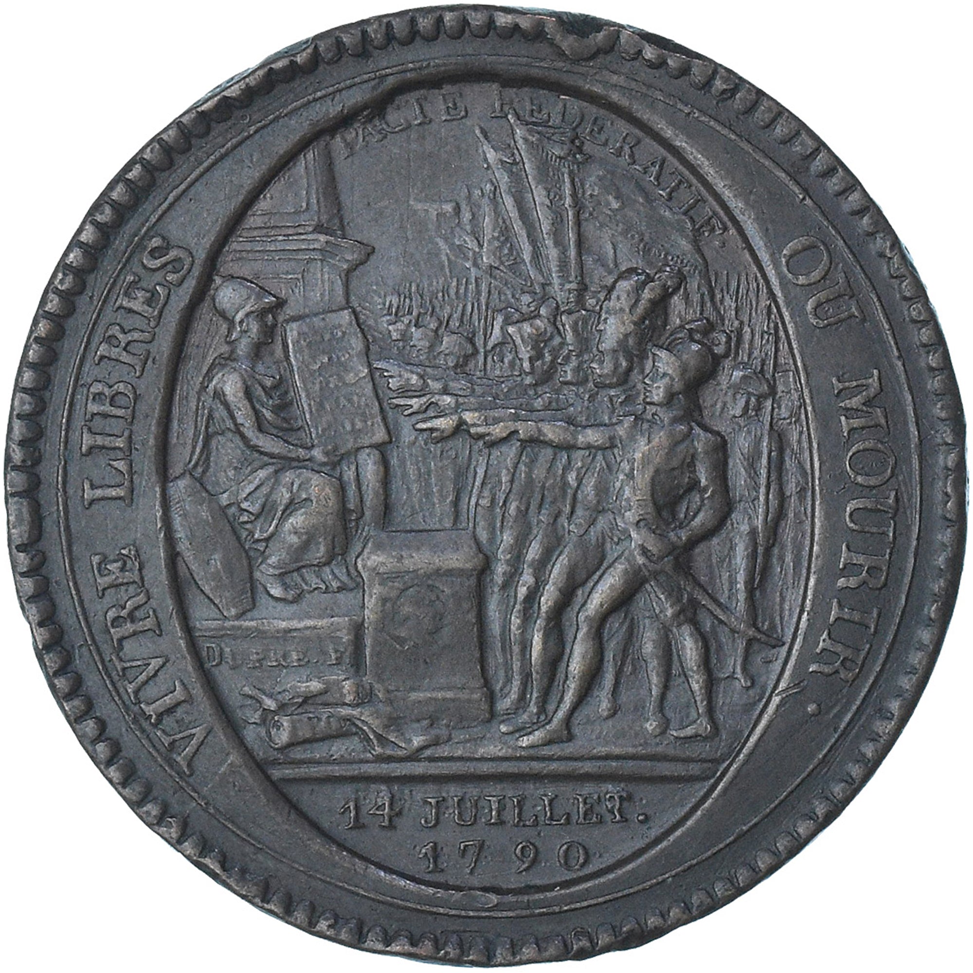 France, Monneron de 5 Sols, 1792 / AN 4, Birmingham, AU(50-53), Copper
