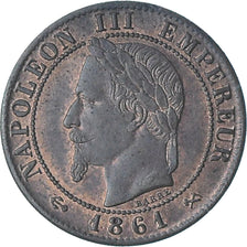 Frankrijk, Napoleon III, 1 Centime, 1861, Bordeaux, PR, Bronzen, KM:795.3