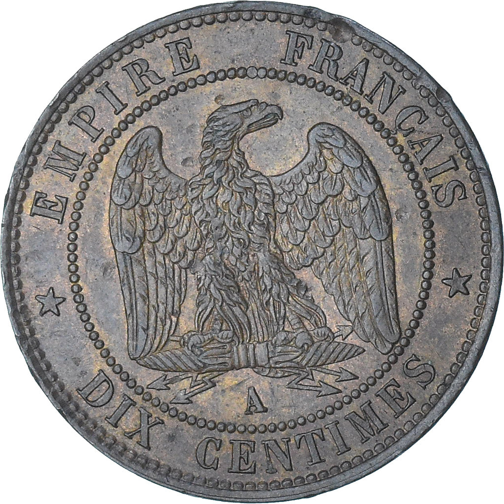Frankreich, Napoleon III, 10 Centimes, 1852, Paris, VZ, Bronze, KM:771.1