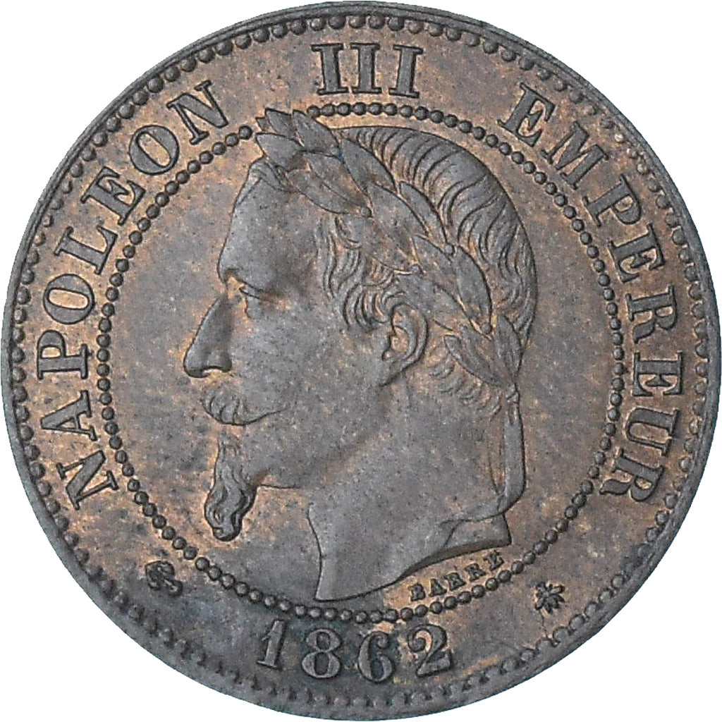 France, Napoleon III, 2 Centimes, 1862, Paris, MS(60-62), Bronze, KM:796.4