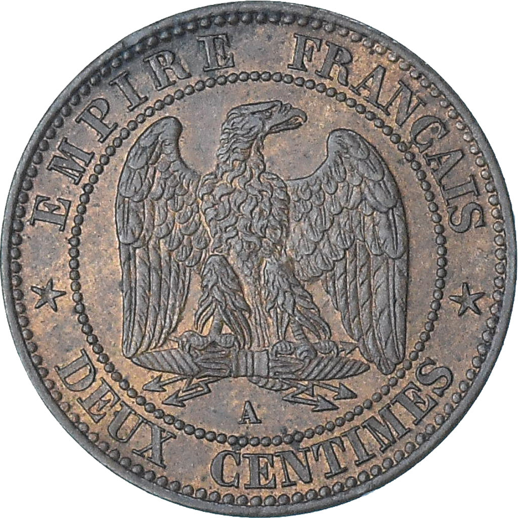 France, Napoleon III, 2 Centimes, 1862, Paris, MS(60-62), Bronze, KM:796.4
