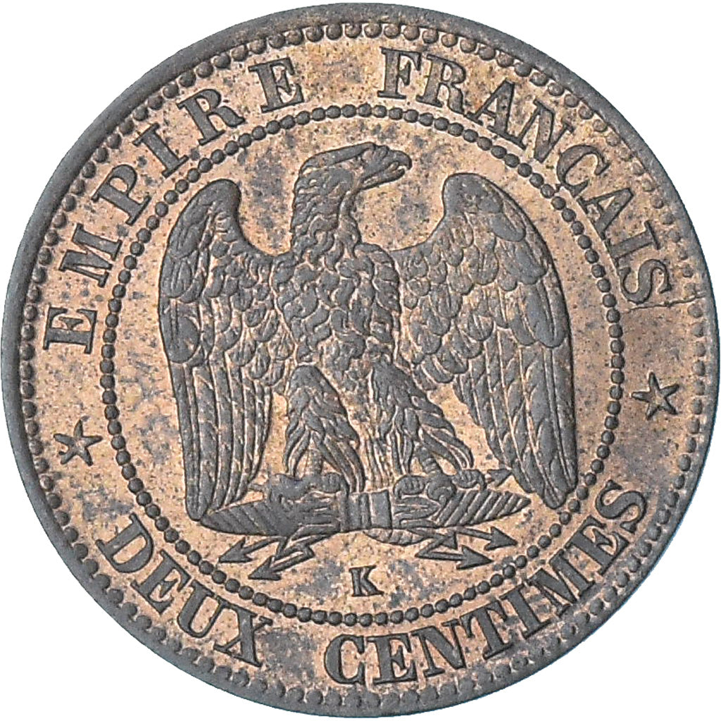 Frankreich, Napoleon III, 2 Centimes, 1862, Bordeaux, VZ+, Bronze, KM:796.6