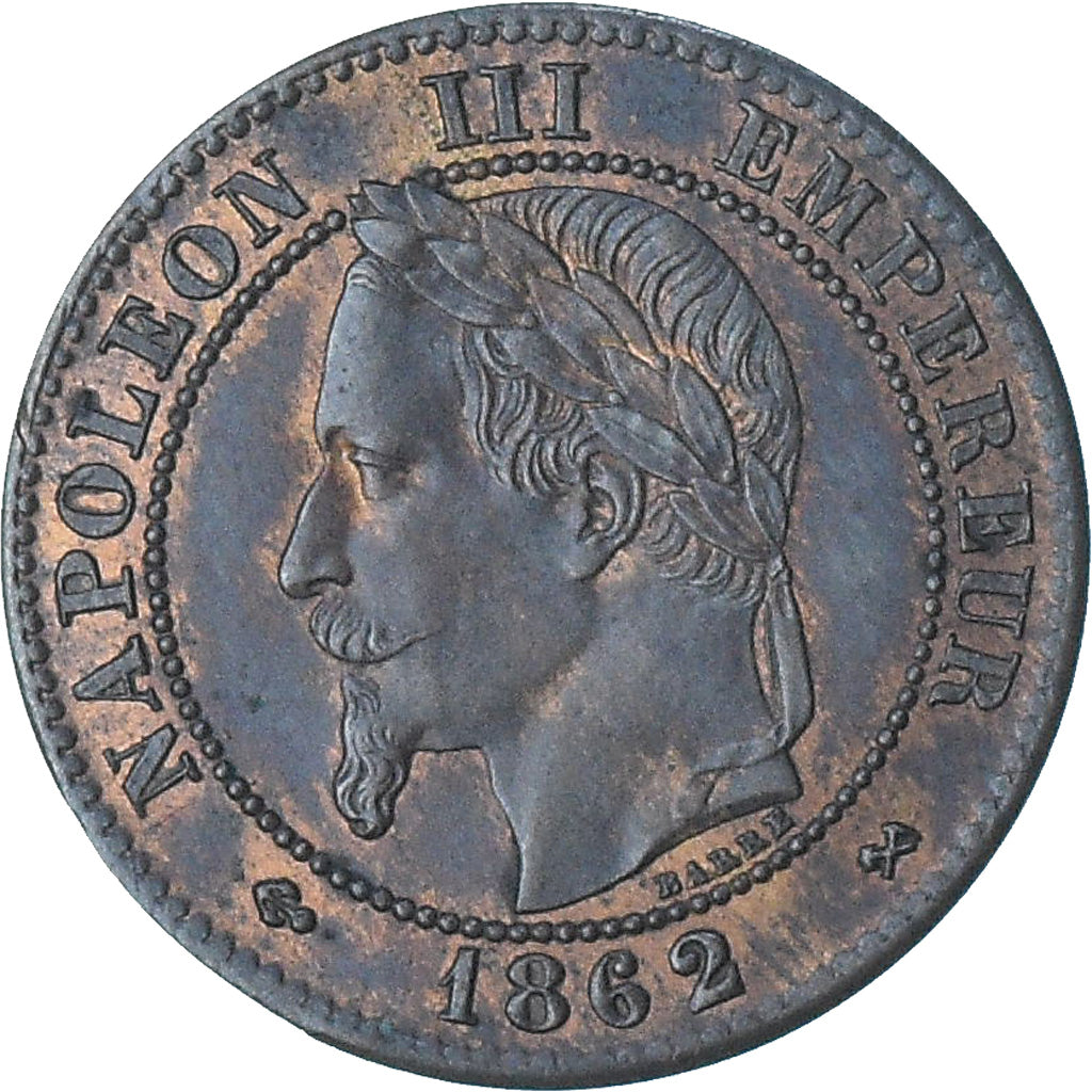 Frankreich, Napoleon III, 2 Centimes, 1862, Bordeaux, VZ+, Bronze, KM:796.6