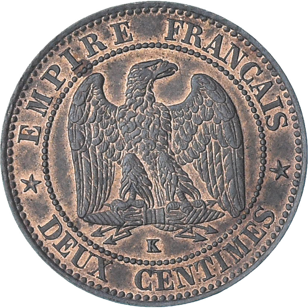 Frankreich, Napoleon III, 2 Centimes, 1862, Bordeaux, VZ+, Bronze, KM:796.6