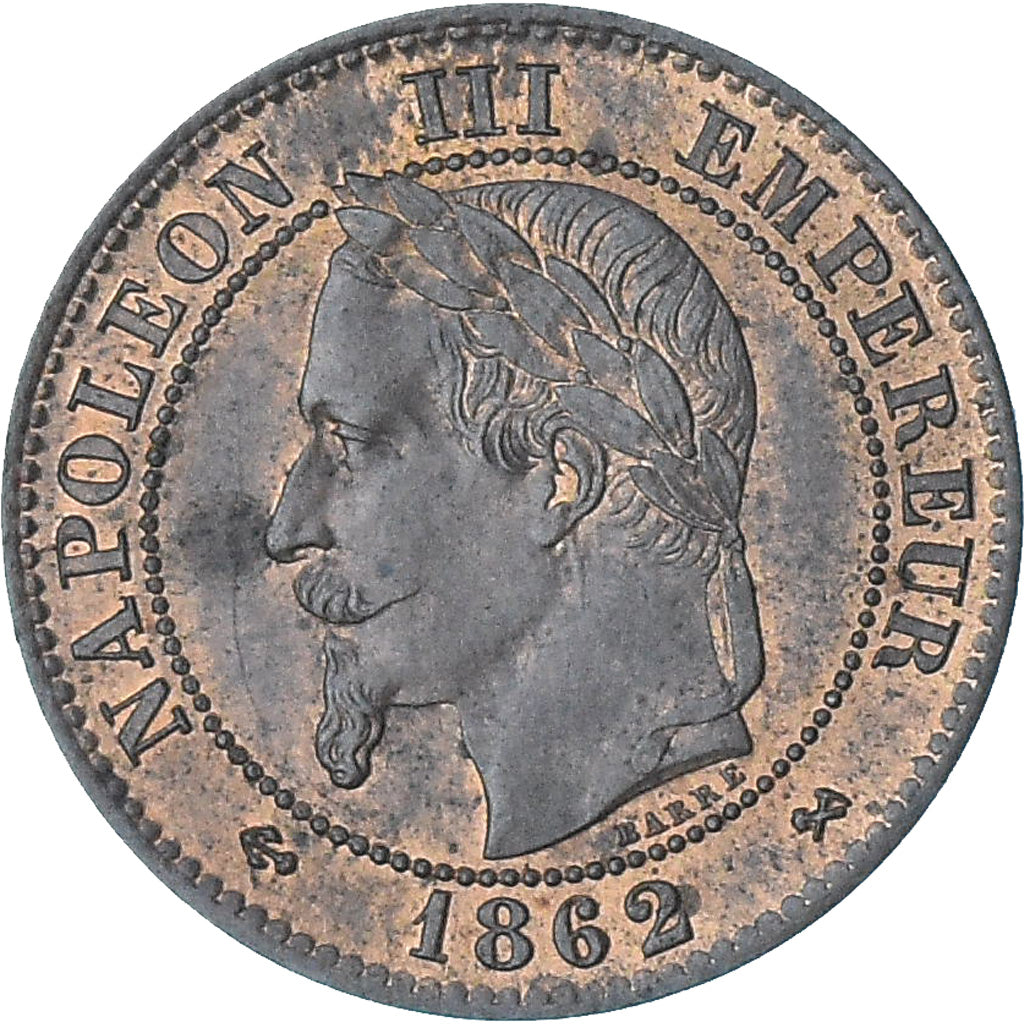 Frankreich, Napoleon III, 2 Centimes, 1862, Bordeaux, VZ+, Bronze, KM:796.6
