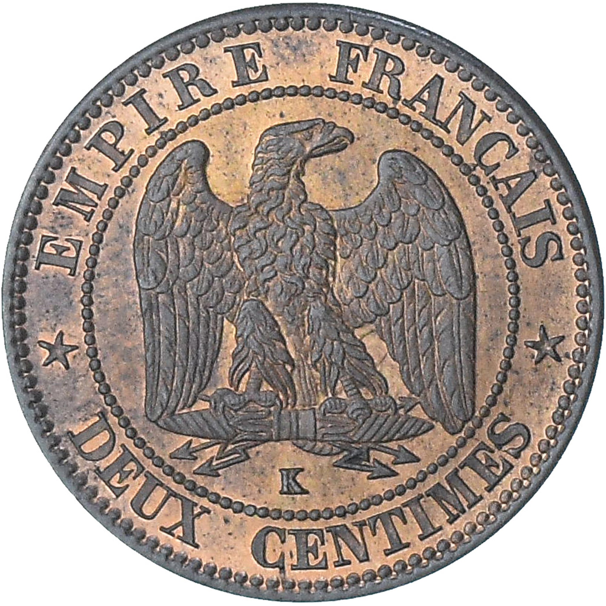 Frankreich, Napoleon III, 2 Centimes, 1862, Bordeaux, VZ+, Bronze, KM:796.6