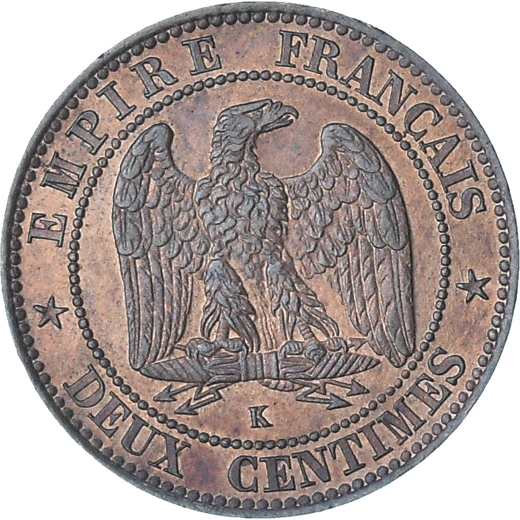 Francia, Napoleon III, 2 Centimes, 1862, Bordeaux, SC, Bronce, KM:796.6