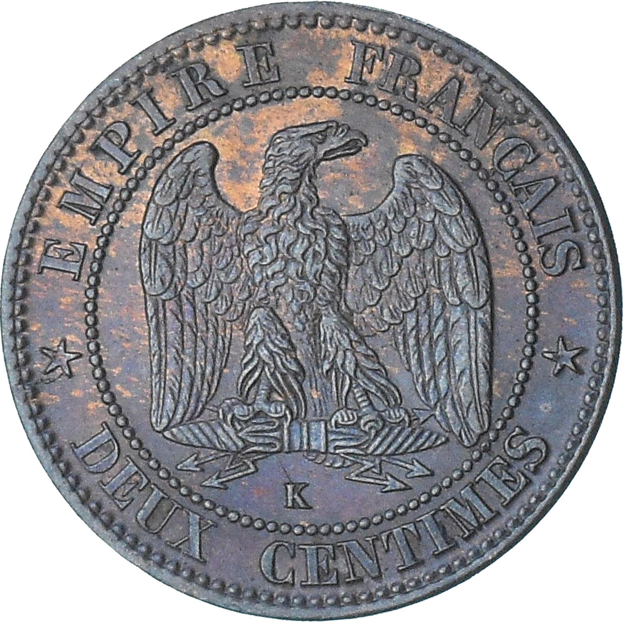 Francia, Napoleon III, 2 Centimes, 1862, Bordeaux, SC, Bronce, KM:796.6