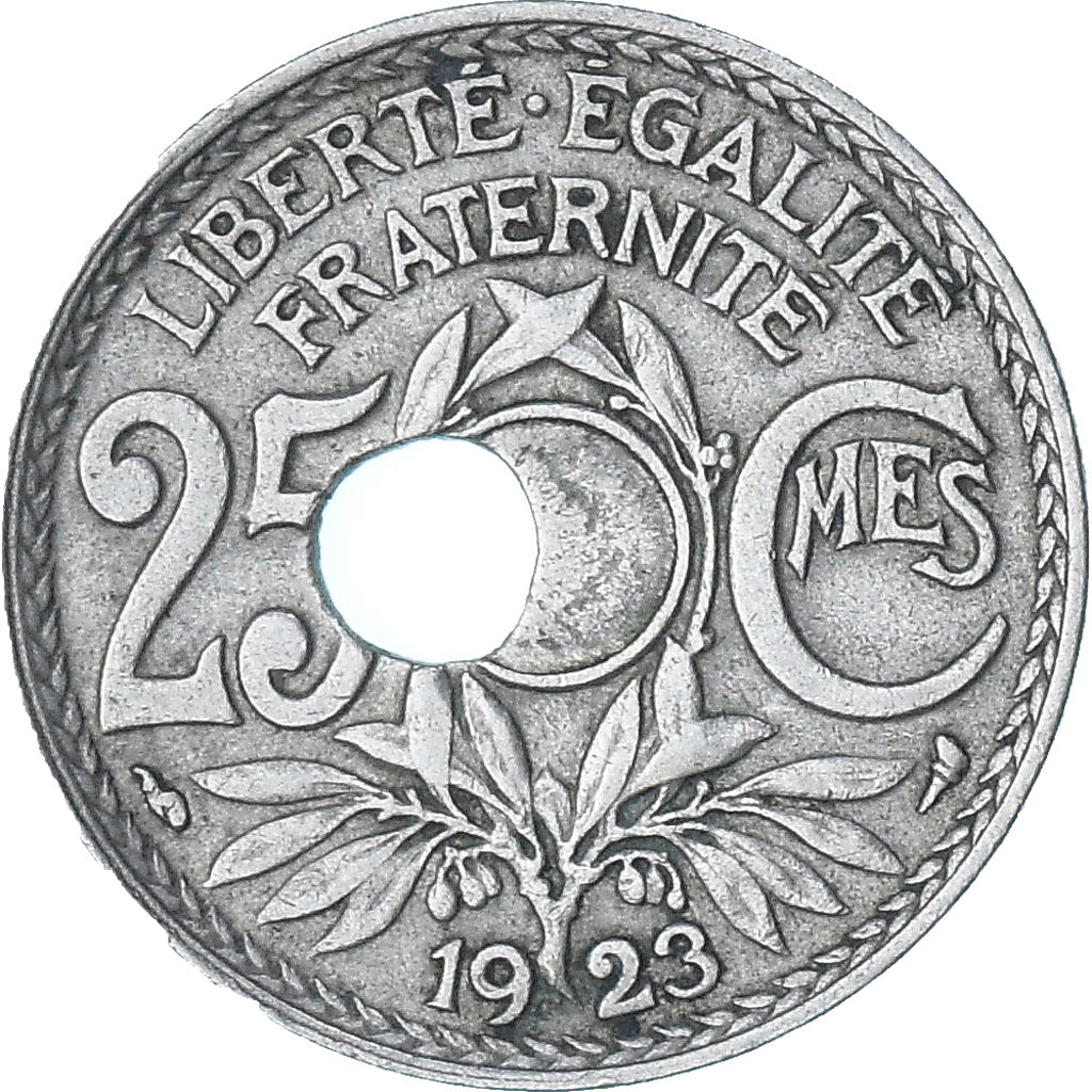 France, Lindauer, 25 Centimes, 1923, Paris, Trou Décentré, TTB+, Cupro-nickel