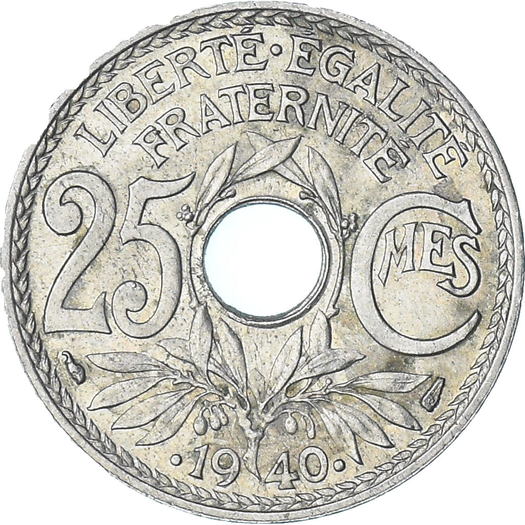 France, Lindauer, 25 Centimes, .1940., Paris, MS(60-62), Maillechort, KM:867b