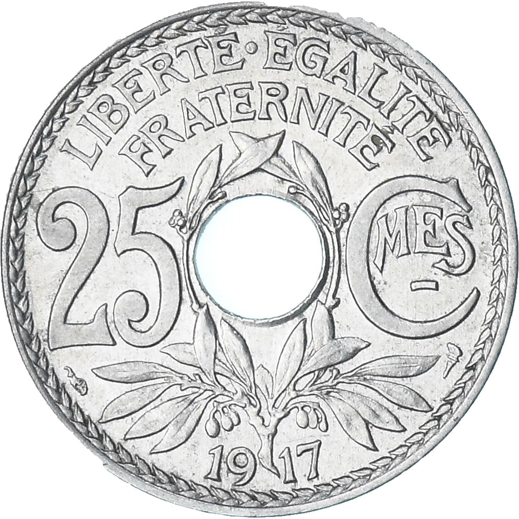 Frankrijk, Lindauer, 25 Centimes, 1917, Paris, Souligné, PR, Nickel, KM:867