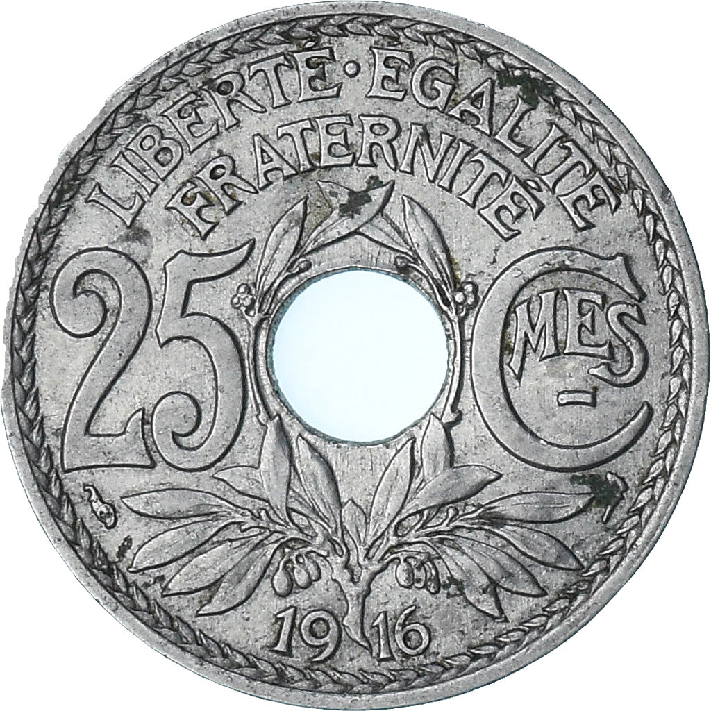 Frankrijk, Lindauer, 25 Centimes, 1916, Paris, Souligné, PR, Nickel, KM:867