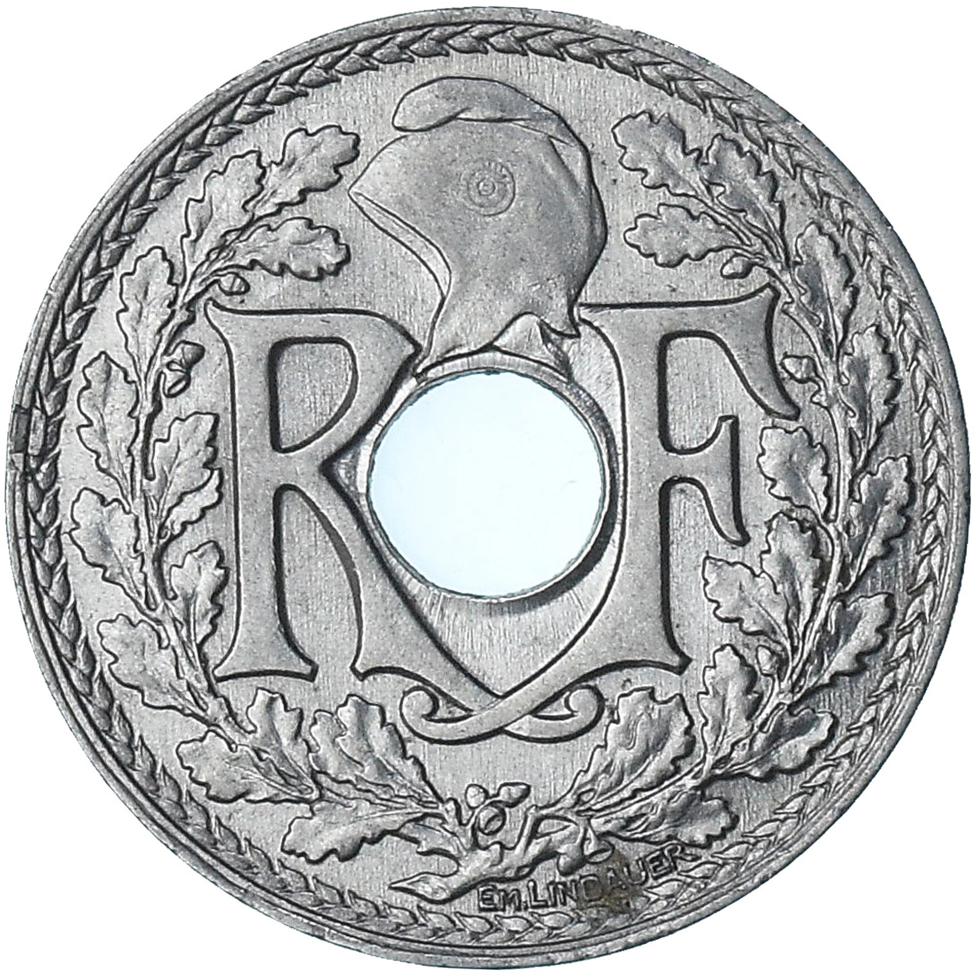 Francja, Lindauer, 25 Centimes, 1916, Paris, Souligné, AU(55-58), Nikiel