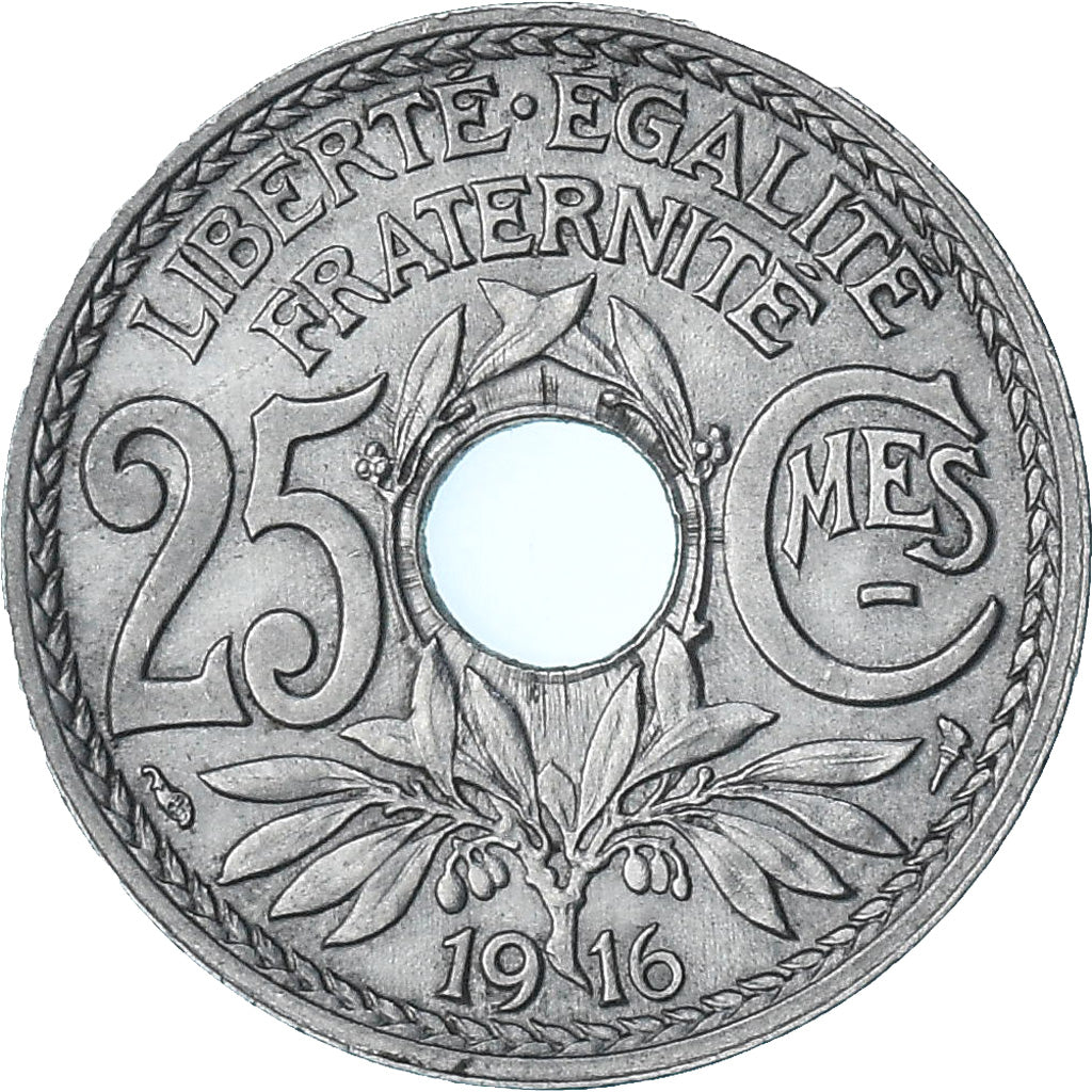 France, Lindauer, 25 Centimes, 1916, Paris, Souligné, SUP+, Nickel