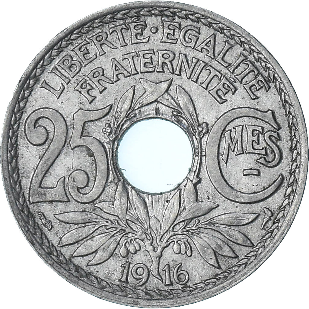 Francja, Lindauer, 25 Centimes, 1916, Paris, Souligné, MS(60-62), Nikiel