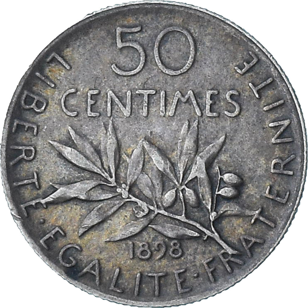 Francia, Semeuse, 50 Centimes, 1898, Paris, BB+, Argento, KM:854, Gadoury:420
