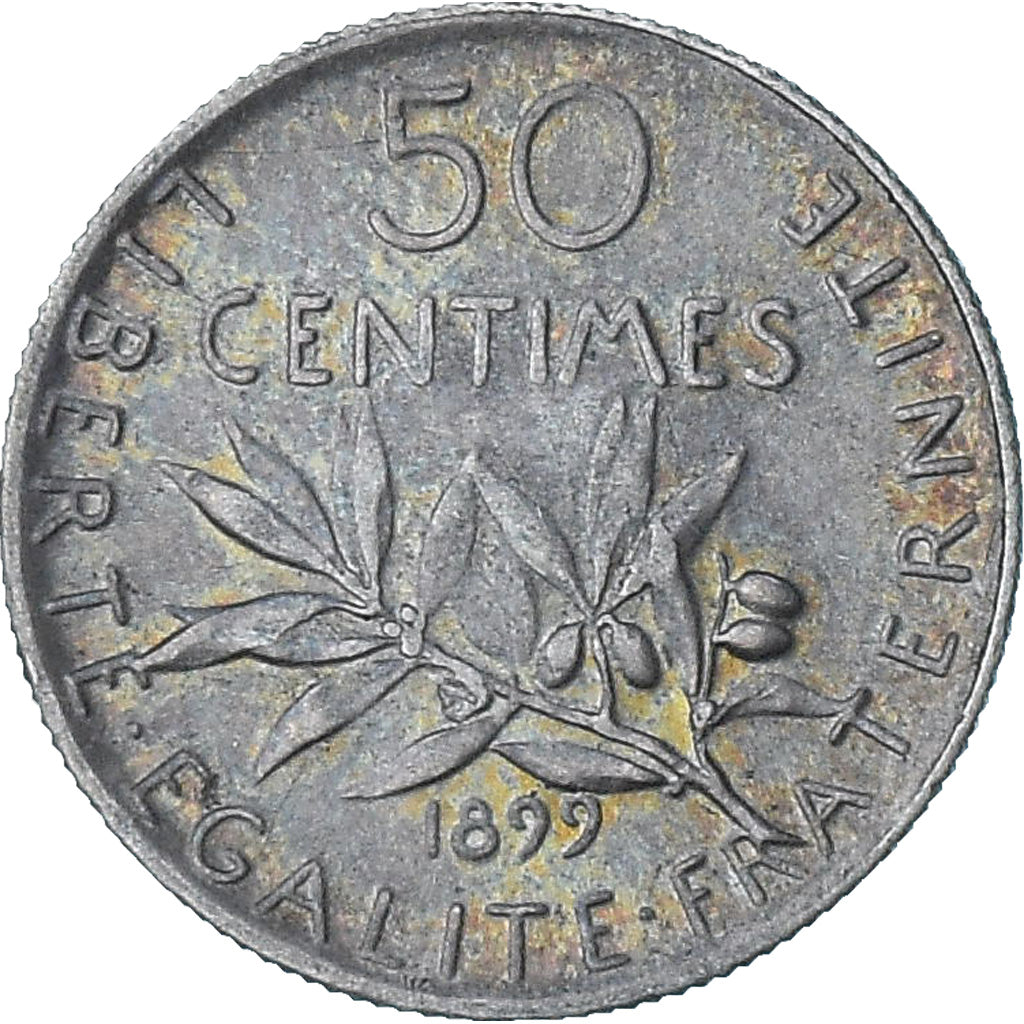 França, Semeuse, 50 Centimes, 1899, Paris, AU(50-53), Prata, KM:854