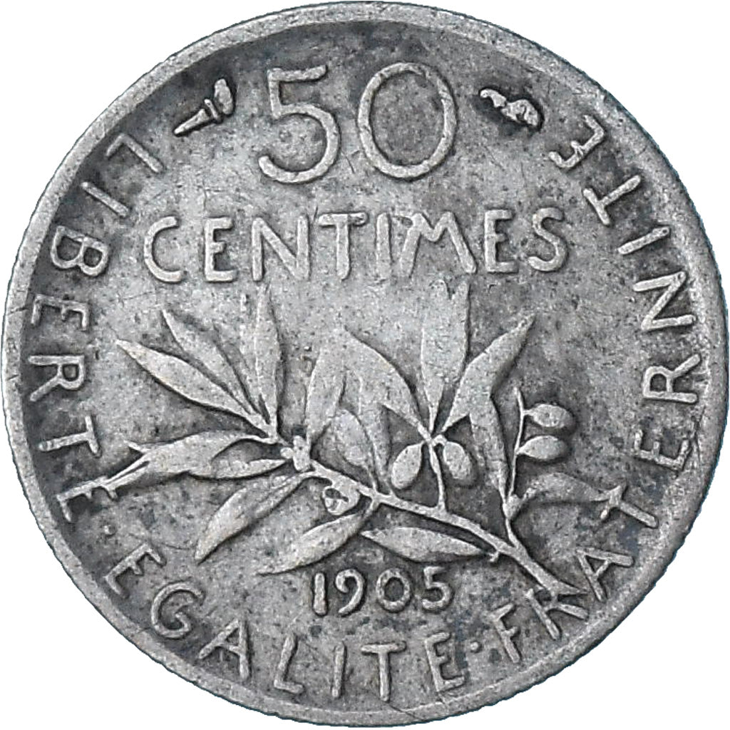 France, Semeuse, 50 Centimes, 1905, Paris, EF(40-45), Silver, KM:854